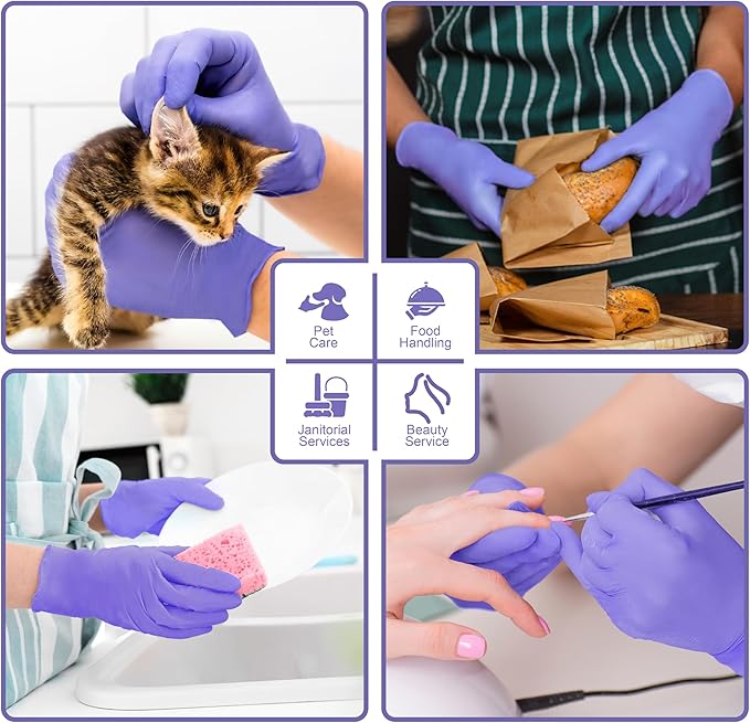 Safe Health Nitrile Disposable Gloves, 3.5 Mil, Imperial Blue, Powder Free, Latex Free, Tattoo, Beauty, Salon, Car