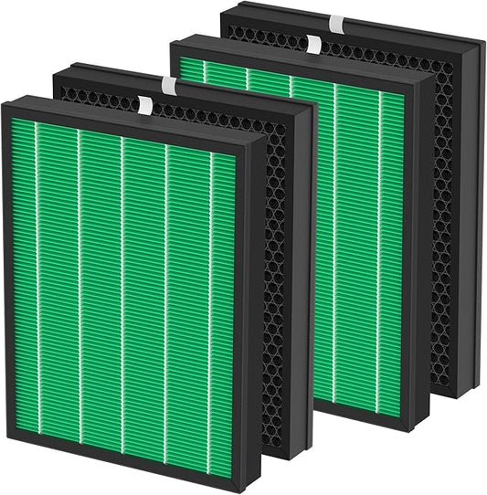 400/400S Replacement Air Filters Set for Coway AIRMEGA MAX2 400 400s 400(G) 400s(G) Purifier 2-in-1 of MAX 2 Green H13 True HEPA Filter and Activated Carbon Filter, 4 Pcs (2 Sets)