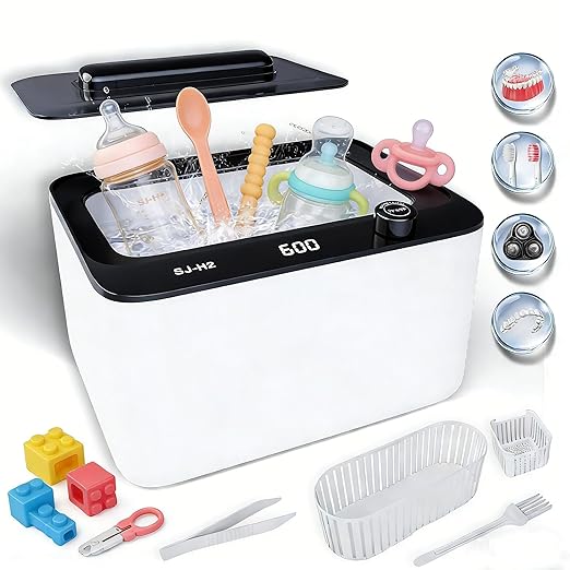 Ultrasonic Cleaner,Ultrasonic Jewelry Cleaner 45kHz Dental Retainer Cleaner for Jewelry,Rings,Eyeglasses,Watch Strap,Denture Cleaning Machine with 6 Time Modes,304 Stainless Steel,30oz