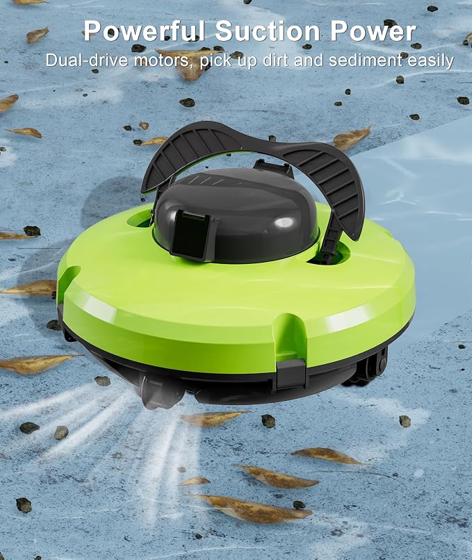 GMAPLAE Cordless Pool Vacuum for Above Ground Pool, Robotic Pool Cleaner with Dual Motors Strong Suction, 120 Mins Runtime, Auto-Parking, Pool Cleaner Robot for Inground Flat Pools Up to 1000 Sq.Ft
