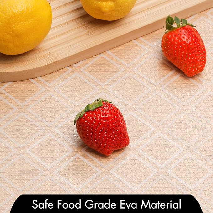 Cooyes Shelf Liners for Kitchen Cabinets – Non Adhesive Drawer and Cabinet Liner, Waterproof and Oil-Proof Kitchen Cupboard Shelf Paper EVA Material Fridge Liner for Refrigerator – Modern Pattern