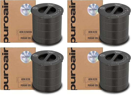 PuroAir 130 Replacement Filter - Genuine Puro Air 130 Filter Replacement - Official PuroAir Air Purifier HEPA Filter with CarbonTech Filters 99.9% of Pollen, Dust, Pet Dander, Smoke, Odors (4PK)