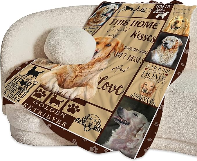 Jerkboo Golden Retriever 80"x60" Soft Warm Flannel Throw Blanket for Home, Camping, Travel