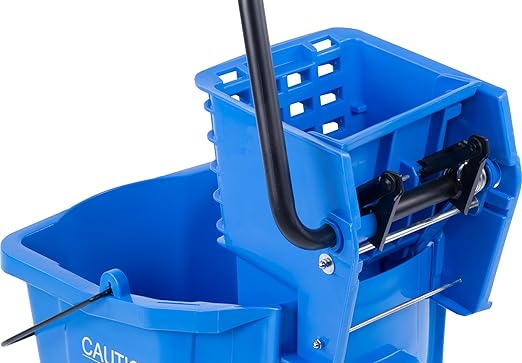 SPARTA Commercial Mop Bucket With Side Press Wringer, Floor Cleaning Essentials for Commercial and Home Use 26 Quart Capacity, 1 Count, Blue