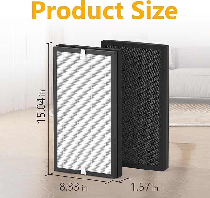 4 Pack C500FL True HEPA Replacement Filter Compatible with Homedics AP-C500 and AP-C550 Smart Air Purifier, 3-In-1 Filter, Efficiency Activated Carbon, AP-C500FL