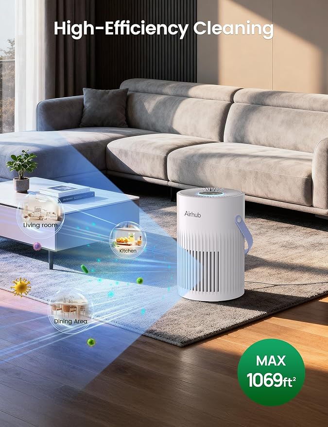 Air Purifier For Home Bedroom, 20dB Quiet Sleep Mode, Activated Carbon & HEPA Filter Portable Air Purifier For Office, Pets, Dust, Odor, Smoke, Pollen (Pearl White)