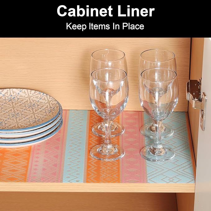 Cooyes Drawer and Shelf Liner, Non-Adhesive Shelf Liners for Kitchen Cabinets, Thick Strong Grip Mats for Desk, Shelves, Bathroom Drawers, Fridge, Cabinet Protection（23.6" W x 118" L）