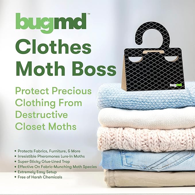 BugMD Clothes Moth Boss Traps (18 Count, Black) and Pantry Pest Patrol (18 Count, Black) Bundle