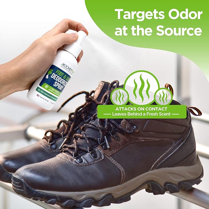 Rocket Pure Natural Foot and Shoe Deodorizer Spray, Deodorant and Odor Eliminator for Smelly Feet, Smell Remover, Formulated with Essential Oils, Made in the USA, Cedar, 4 fl oz