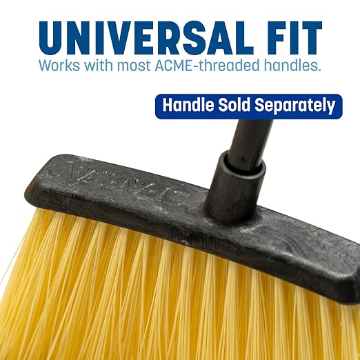 Sparta Duo-Sweep Flagged Angle Broom Head with Frayed Bristles, Heavy Duty Broom Head for Sweeping Fine Dust and Debris, 12" Long, 1 Count, Natural