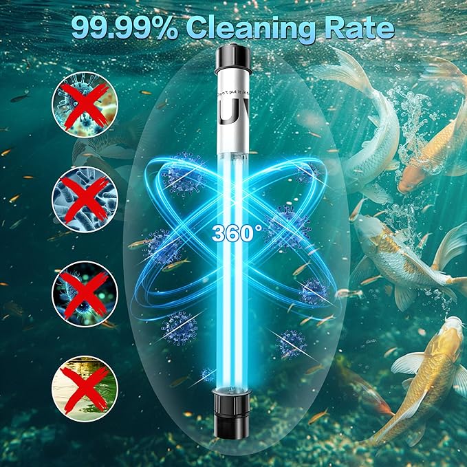32W Pond UV Light for 200-2000 Gallon, Aquarium UV Light, UV Water Clarifier for Pond, Cold Plunge, Koi Pond, Aquarium, Swimming Pool and Fish Tank for Algea Control