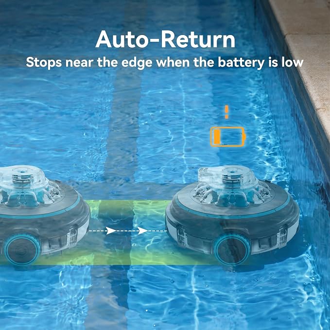 65 Cordless Robotic Pool Cleaner for Above Ground & Inground Pools, Automatic Pool Vacuum Robot with Dual Filtration, Self-Parking, 75-Min Runtime, Picks Up Leaves, Sand, Silt & Debris