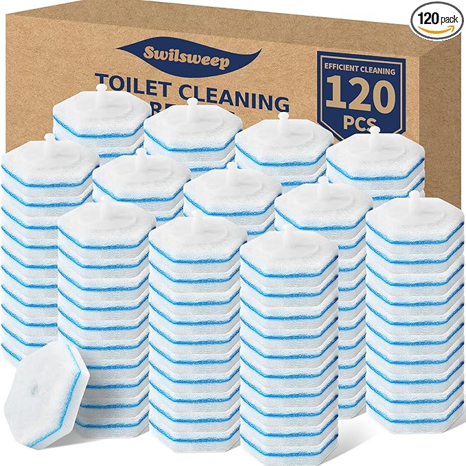 120 Count Toilet Bowl Wand Refills, Disposable Toilet Cleaner Refills, Disposable Wand Heads Compatible with Clorox and The Most Toilet Brushes