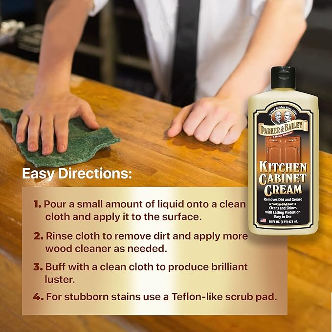 Parker & Bailey Kitchen Cleaning Kit – Granite & Stone Cleaner Spray, Cabinet Cream Wood Restorer, Cooktop Cleaner for Glass & Ceramic – Multi Surface Kitchen Care Bundle
