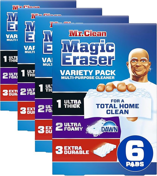Mr. Clean Magic Eraser | All Purpose Cleaner | Variety Pack | 6ct, Pack of 4