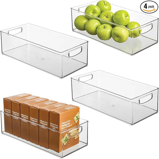 iDesign Stackable Storage Bin - Organizer Bin for Kitchen and Pantry, Set of 4, Clear, Made in USA