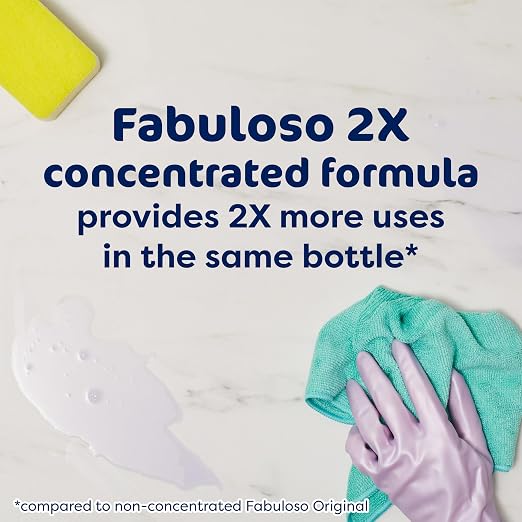 Fabuloso 2X Multi-Purpose Cleaner Bleach Alternative, No Rinse Floor Cleaner, Long-Lasting Freshness, Spring Fresh Scent, 56 fl oz