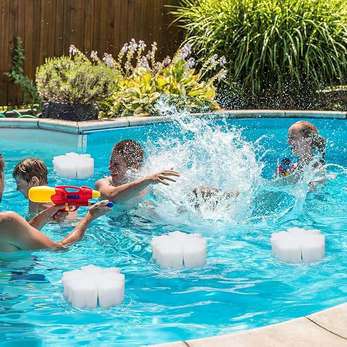 AceOrbit 4 Pack Large Size Hot Tub Sponge Bulk 8.3'' x 8'' x 2.8'' Pool Sponge Oil Absorber for Hot Tub, Spa & Pool, Cute Floating Filter for Soak up Oil & Grime Cleaning Accessories(Hibiscus)