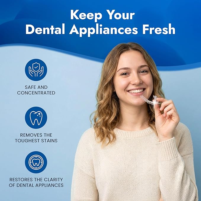 TCS Fresh Retainer Cleaner – Powder Solution for Denture, Aligner, Nightguard, Mouthguard & Retainer – Mint Essence Flavor, 24 Packets (6 Month Supply)