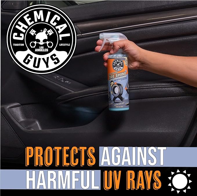Chemical Guys TVD11316 Tire Kicker Sprayable Extra Glossy Tire Shine (Works on Rubber, Vinyl & Plastic) Safe for Cars, Trucks, Motorcycles, RVs & More, 16 fl oz (Pack of 2)