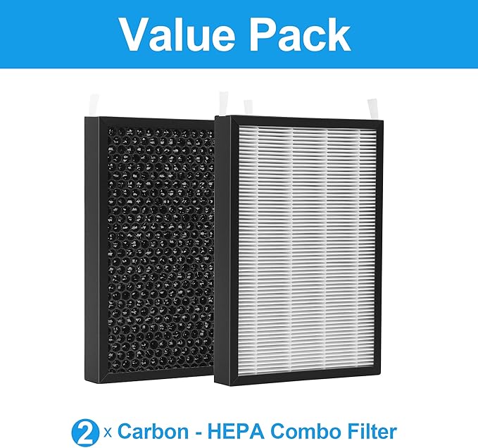 2 Packs Replacement Filter Compatible with Nuwave OxyPure X-Large Area Air Purifier 47001, 47002, 47003, 47004, 47005, and 47006, 2-in-1 H13 True HEPA and Activated Carbon Filter