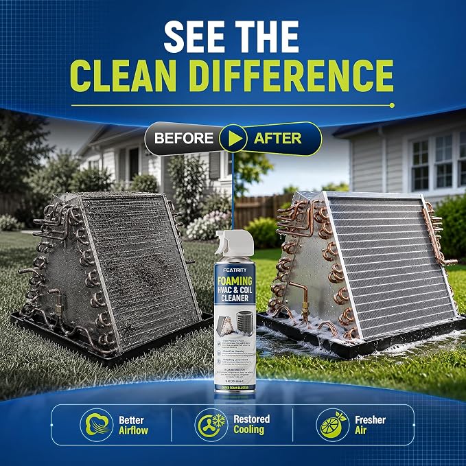 Foaming AC Coil Cleaner: High-Performance No-Rinse Foam Formula Deep Cleaning for Evaporator and Condenser Coils Household Air Conditioner Maintenance for Homeowners - 19 Oz
