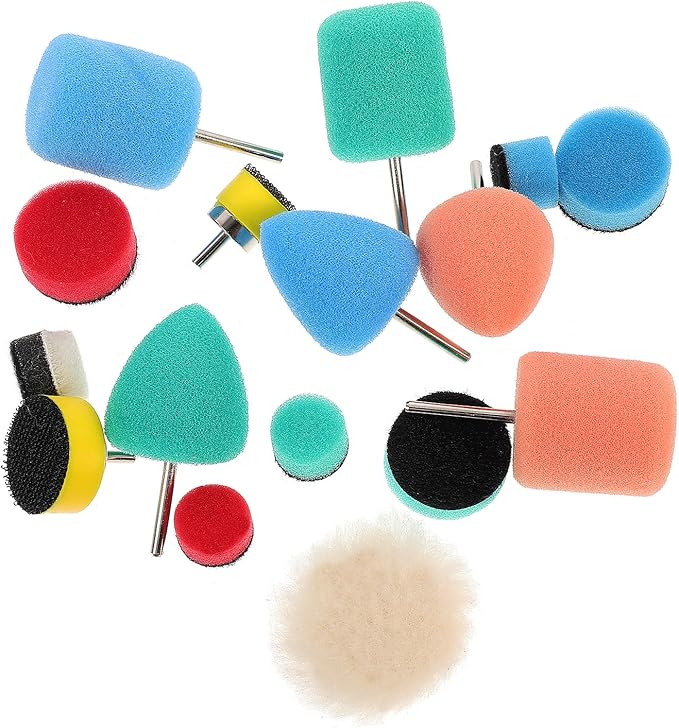 SUPVOX 16 Pcs Polishing Sponge Polishing for Wheels Professional Glass Polishing Buffing Wheel Foam Car Buffing Pad Drill Polishing Pad Buffing Mop Kit Stainless Steel Depth Tire
