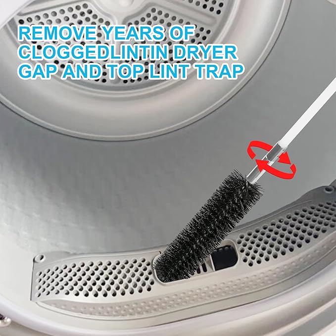 30 Feet Dryer Vent Cleaning Brush Kit, Multi-Purpose lint Cleaning Brush with 4" and 6" Brush Head, Professional Lint Cleaning Accessories for Chimneys, Ducts, Dryers, Crevices