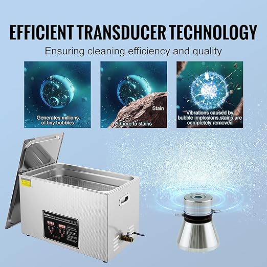VEVOR Ultrasonic Cleaning with Digital Timer & Heater, Professional Ultra Sonic Jewelry Cleaner, Stainless Steel Heated Cleaning Machine for Glasses Watch Rings Small Parts Circuit Board (30L)