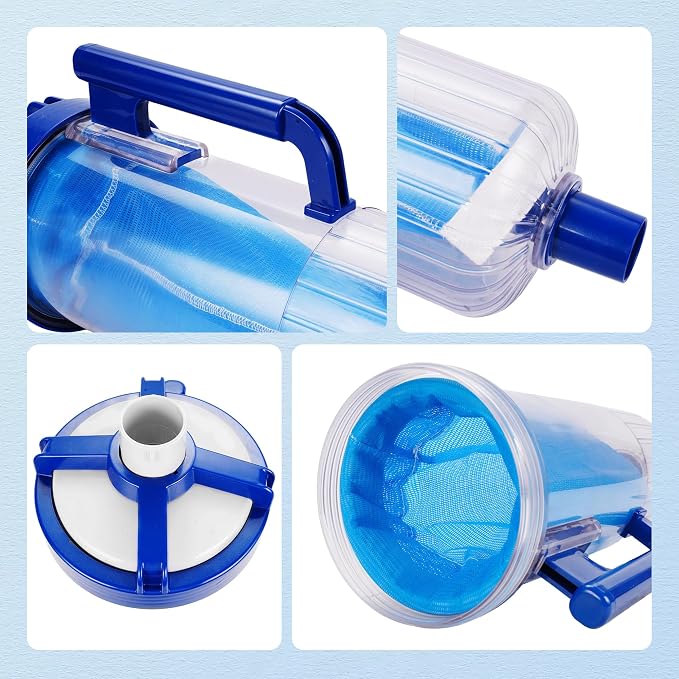 Large Capacity Pool Leaf Canister with Mesh Bag for 1.5" Hose, Compatible with Hayward W530, Pentair Navigator & Kreepy Krauly Cleaners