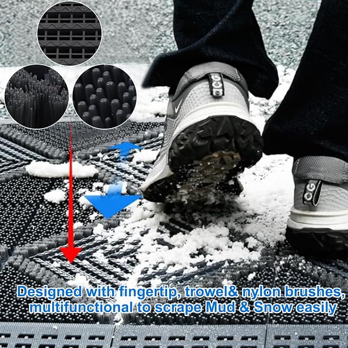 Heavy Duty Boot Scraper Mat 29.5x17.7 Inch | Heavy duty all weather shoe scrubber, scrapes mud, sand and snow, ideal for porch, garden and outdoor entryways