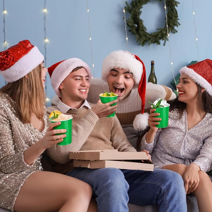 Kochorie 50 Pack Disposable Plastic Cups 12 Ounce Green Solo Cups Drinking Party Cups Bulk Party Cups for Christmas Halloween Wedding Birthday Parties, Picnics Events