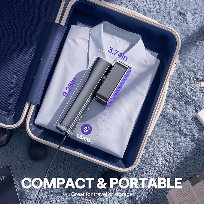 Steamer for Clothes, Handheld and Portable with 15-Second Heat-Up, 2-in-1 Steamer & Iron with Smart Touch Operation and 4 Modes, Suitable for All Fabrics, Ideal for Home & Travel