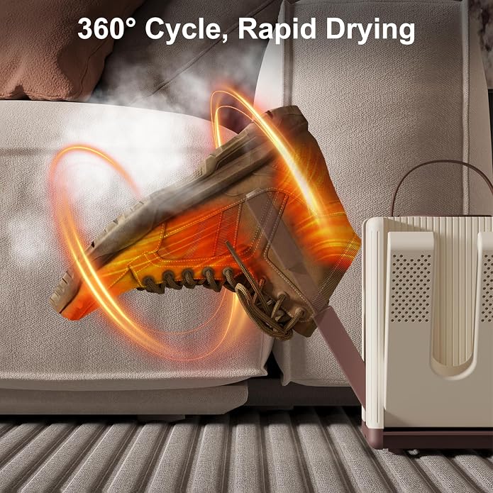 Shoe Dryer and Boot Dryer, 6-Arm Drying Rack, Foldable Shoe Dryer with Timer, Suitable for all Types of Shoes, Fast 360° Drying Shoe Rack for Sneakers, Gloves, Socks, Safe for Family