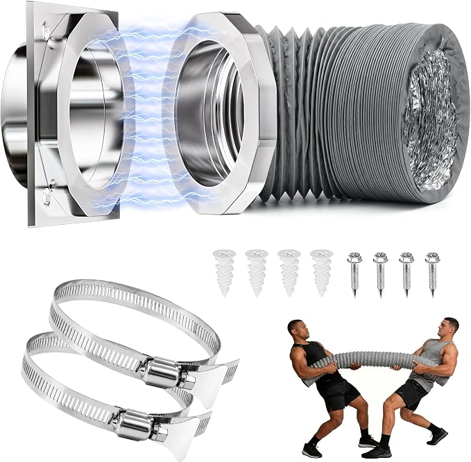 Magnetic Dryer Vent Connector, Quick Connect Dryer Vent Hose Coupling with Strong Magnetic Seal, Easy Install Dryer Vent Adapter for 4 Inch Dryer Vent Hose, DVC-180 Compatible