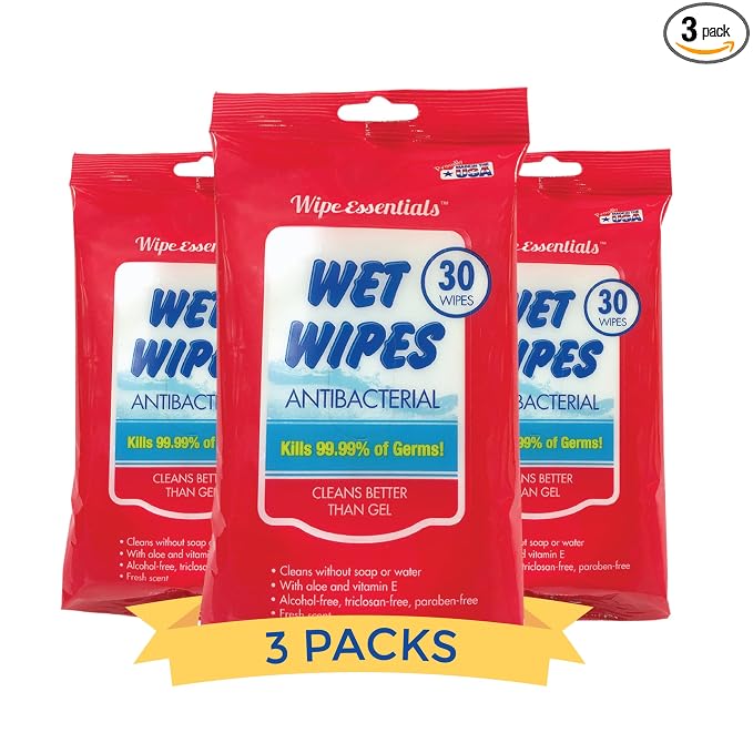 WipeEssentials Hand Sanitizer Wipes for Adults & Kids - 90 Count, 3 Packs | Alcohol-Free, Moisturizing Sanitizing Wipes with Aloe Vera & Vitamin E - Unscented & Travel Size With No Soapy Residue