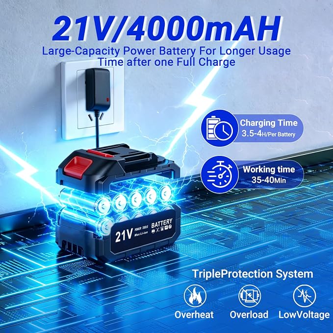 Cordless Portable Car Washer, 1200 PSI Max Power Washer with 21V 4.0Ah Large Capacity Battery, Lightweight Car Pressure Washer with Safety Lock, Storage Case & 6-in-1 Nozzle for Car/Garden/Home/Patio