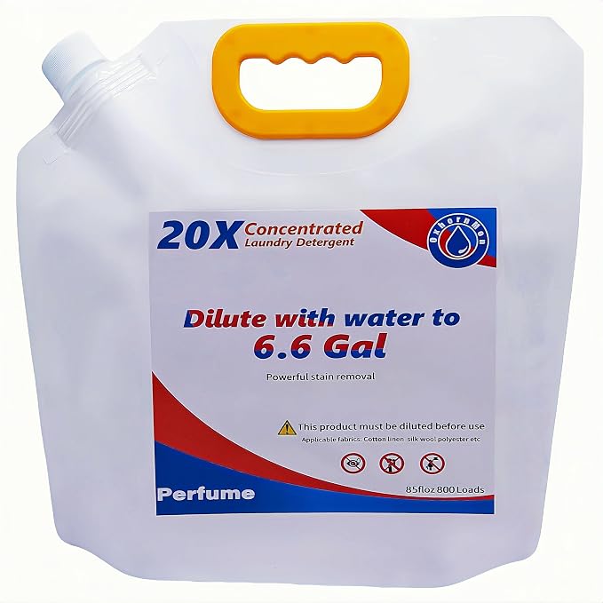Commercial Bulk Laundry Detergent Refill, 20X Concentrated | Makes 6.6 Gallons (800 Loads), Heavy-Duty Stain Removal, HE Compatible, Lowest Cost per Load