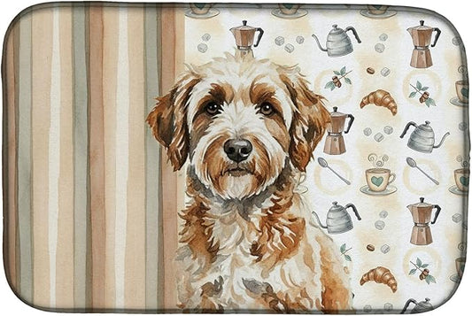 Caroline's Treasures Lagotto Romagnolo Coffee Bar Dish Drying Mat Absorbent Dish Drying Mat Pad for Kitchen Counter Dish Drainer Mat for Countertop, 14 x 21", Multicolor