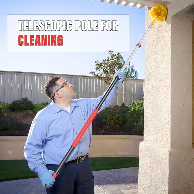 DIYSELF 12 FT Paint Roller Extension Pole, Adjustable Telescoping Pole for Cleaning, Comfortable Grip, Extendable Pole for High Reach Painting & Gutter Cleaning, 4.8-12 Ft Paint Pole