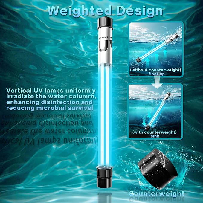 32W Pond UV Light for 200-2000 Gallon, Aquarium UV Light, UV Water Clarifier for Pond, Cold Plunge, Koi Pond, Aquarium, Swimming Pool and Fish Tank for Algea Control