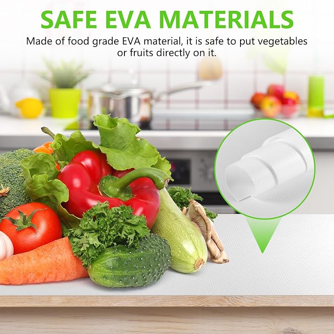 White Shelf Liners for Kitchen Cabinets Non Adhesive Drawer Liner for Bathroom Waterproof Refrigerator Liners for Shelves Fridge Plastic Mats Cabinet Cupboard Liner 17.5 x 236.2 Inches