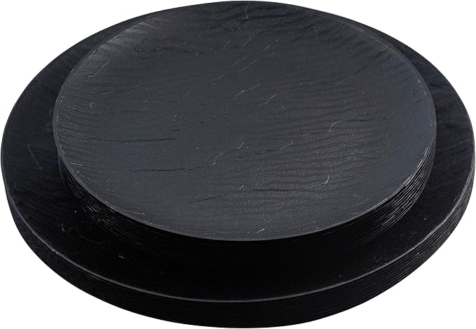 Posh Setting Black Plastic Plates Disposable Plastic Dinnerware Set Includes 20 10 inch Dinner Plates and 20 7 inch Salad Plates Fancy Disposable Dinnerware Set