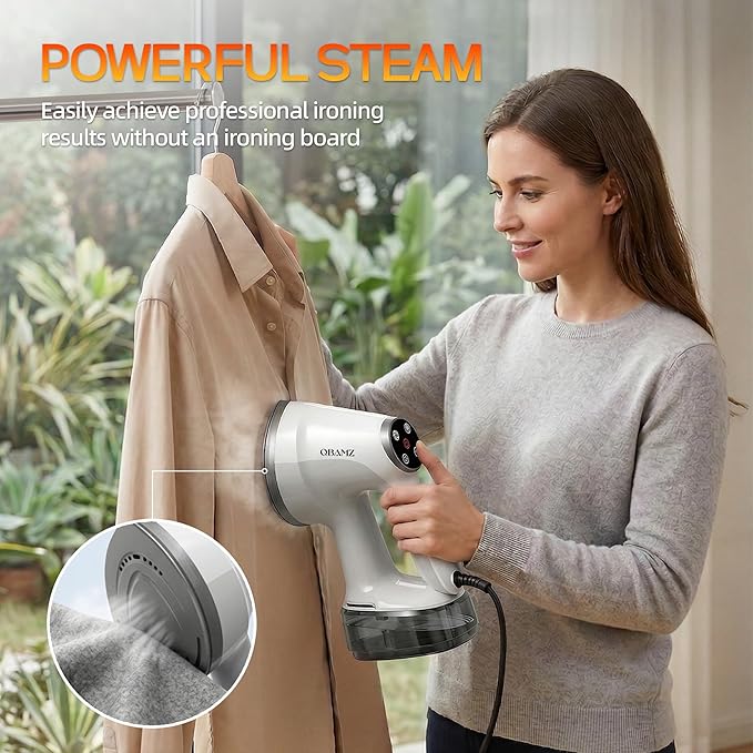 Vacuum Steamer for Clothes, 3500Pa Powerful Suction Handheld Garment Steamer with 400ml Large Tank, Steaming & Ironing 2-in-1 Clothing Steamer with Adjustable Suction & Auto Shut-Off for Home & Travel