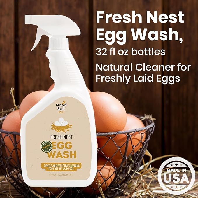 Clean Republic Good Salt Pet Fresh Nest Egg Wash Spray, Natural Cleaner for Freshly Laid Eggs, Made in the USA, 32 Ounce Bottle, 2-Pack