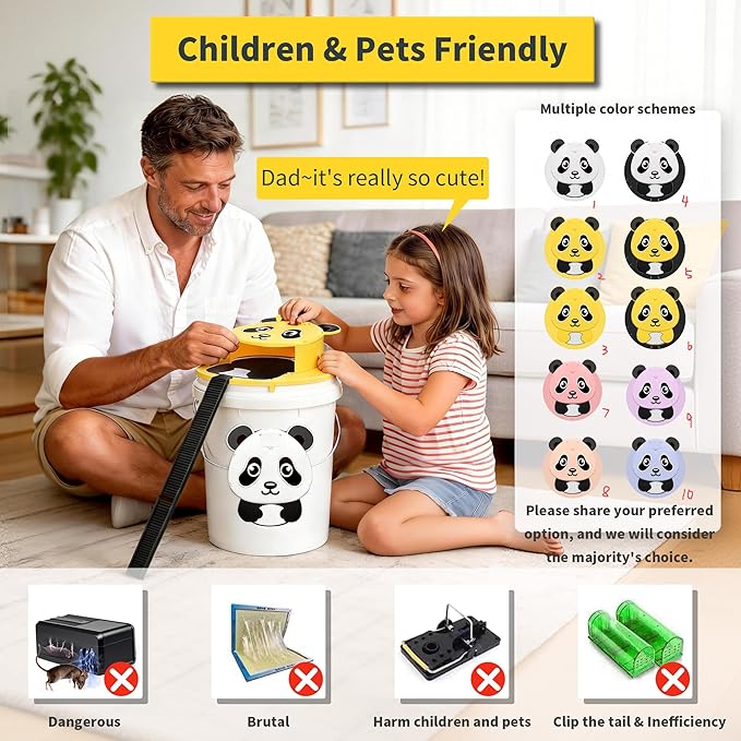 2 Packs Mouse Traps Bucket,Automatic Reset Flip Lid Humane Mouse Trap-Multi-Catch Rat Traps Outdoor&Indoor Home Use-Reusable Mice Catching Tool -2Packs, White