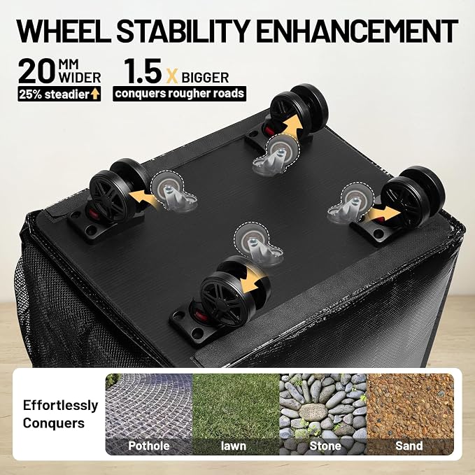 Fanwoli Reusable Grocery Bag with Wheels: Foldable Rolling Tote Bag with Removable Wheels and 4 Handles - 66L Large Capacity Shopping Bag for Groceries, Laundry, Trunk Storage