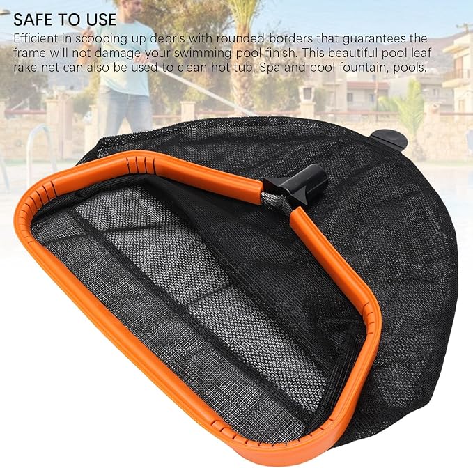 Pool Skimmer Net, Pool Hand Leaf Skimmer Net with Fine Mesh Net Bag, Aluminum Frame Pool Leaf Rake Fine Mesh Frame Net, Fast Debris Pickup Removal