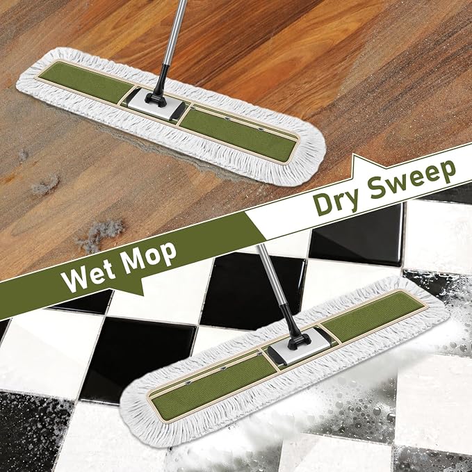 36" Commercial Dust Mop Replacement Heads: Reusable Washable Heavy-Duty Cotton Pads Refills for Janitors Industrial Gym Warehouse Floor Cleaning, Fits 36" Dust Mop