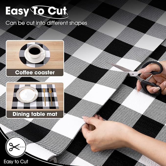 Drawer and Shelf Liner, Non-Slip Kitchen Cabinet Liners Non-Adhesive Thick Strong Grip Waterproof Washable Mats Protect Dresser Shelves Cupboard Bathroom Cabinets, Buffalo Plaid, 12 in X 20 FT